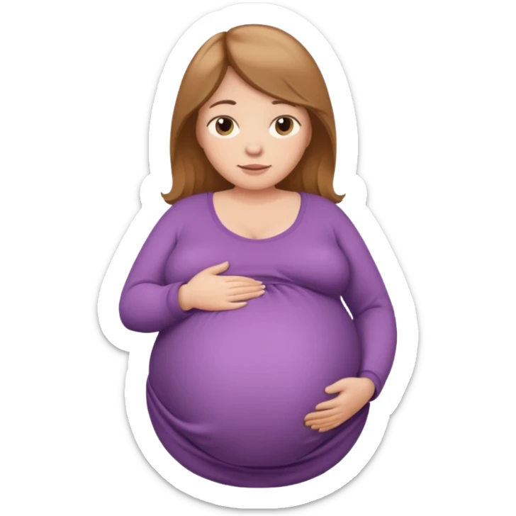 very heavily pregnant overdue woman with very very large belly sticker