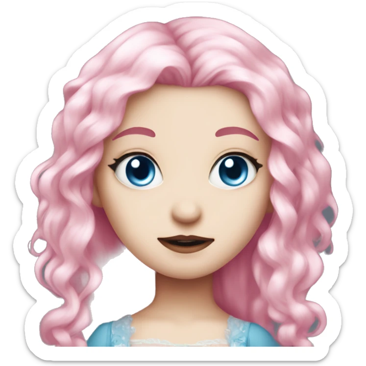 Cute pink pale vampire princess blue eyes pink hair sticker