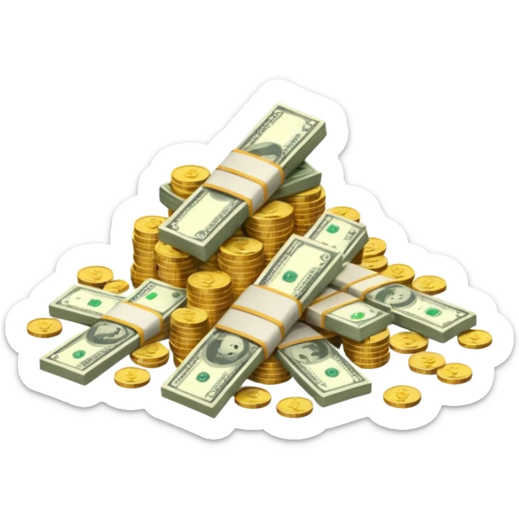 It's an image of money such as coins and bills, but there's only one or two  sticker