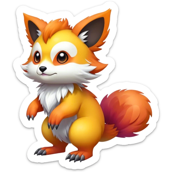 Cute cool colorful fantasy animal hybrid Fakemon full body sticker