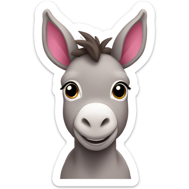 Cute baby donkey with lots of ping hearts, and with pink ears  sticker