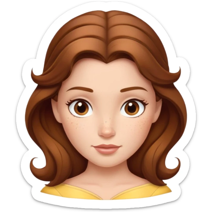 Disney Princess Belle from Beauty and the Beast with brown hair and face with freckles sticker