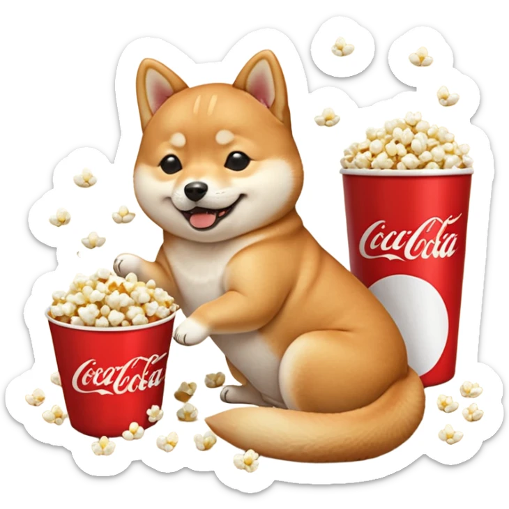 fais moi 20 emoji avec differente reaction avec un shiba inu, qui est mdr, qui pleure, qui mange, qui se roule, qui saute, qui mange du pop corn, qui boit un coca, qui dort les 4 pattes en l'air, et d'autre sticker