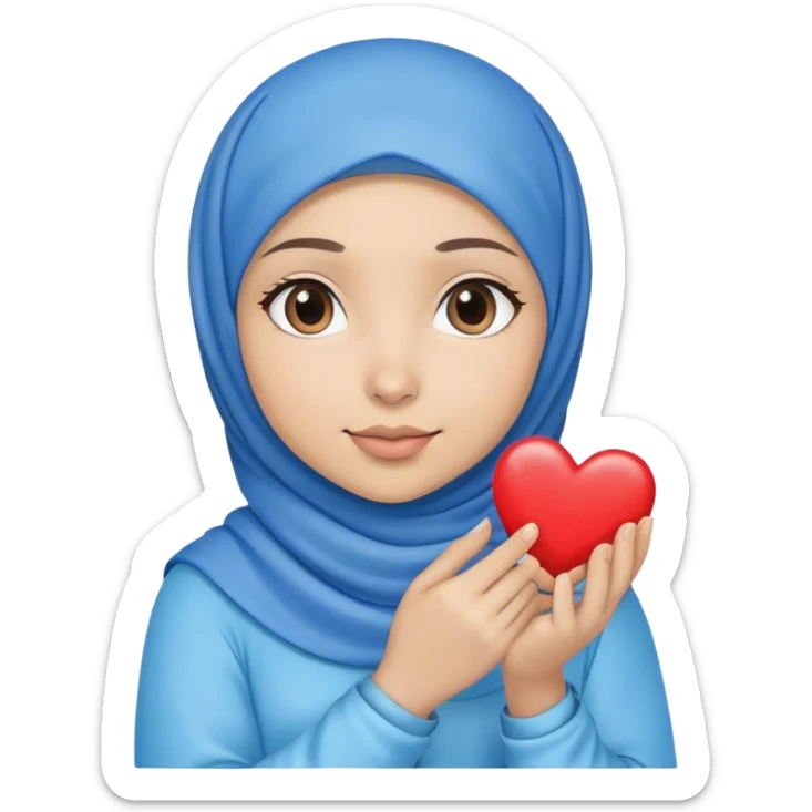 Turkish beautiful finish Konya girl blue with hijab and hold heart in her hand  sticker