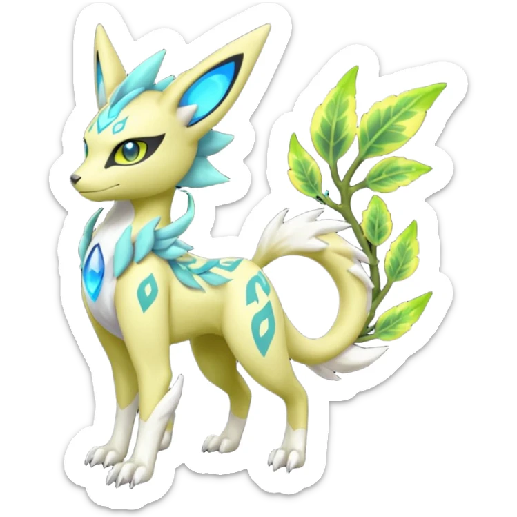  Exotic Ivy Meloetta-Zygarde-Zeraora-Renamon-Protogen-Palkia-hybrid-fusion-Fakémon-creature, full body sticker