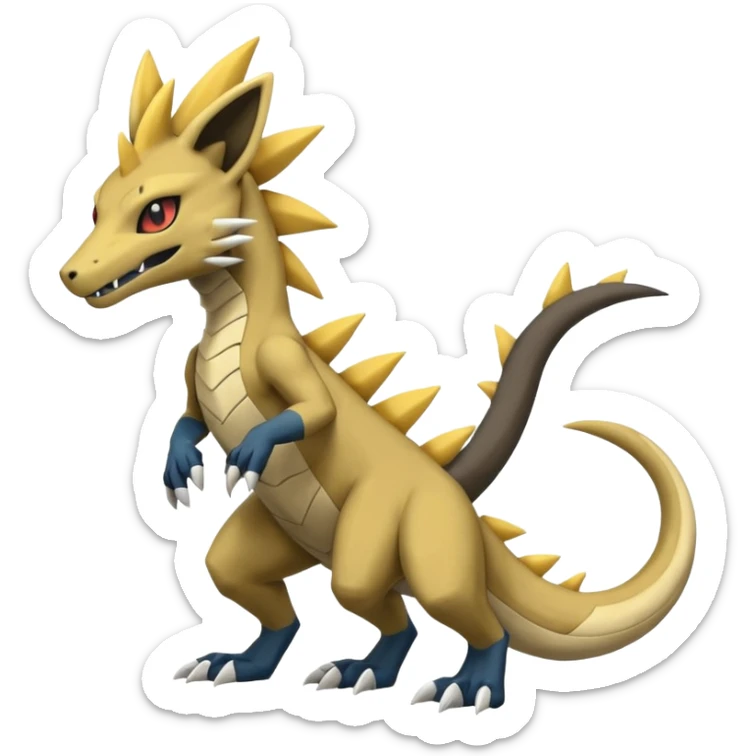 Salandit-Marowak-Manectric-Zeraora-Fakémon-hybrid-creature (full body)  sticker