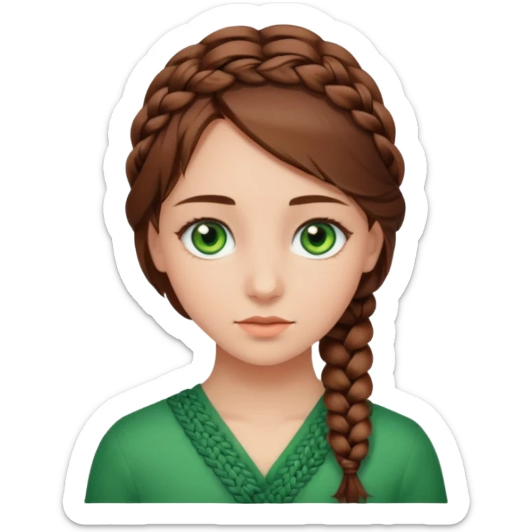 D’une fille au yeux vert avec les cheveux marron mode tresse collée et voilà  sticker