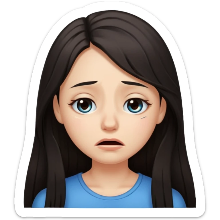 pretty girl with dark long hair crying and cross eyed sticker