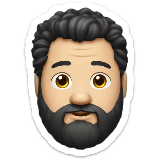 Short man with lots of black hair and big beard, very fat, dressed like a bum taht looks like hagrid sticker