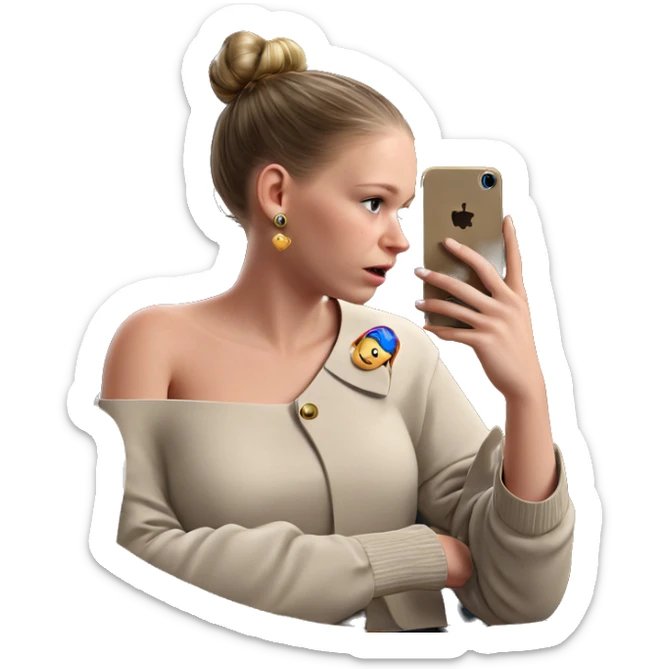 girl with earrings and phone sticker