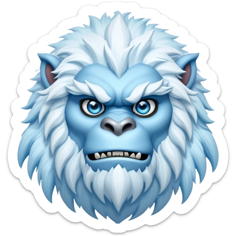 Cinematic Realistic WoW Yeti Portrait, depicted as a majestic, colossal creature of the frozen wilds, with thick, shaggy fur in pristine icy white and subtle pale blue highlights. His powerful, muscular frame and piercing ice-blue eyes exude ancient wisdom and raw strength. Rendered with lifelike texture and natural frosty lighting, high shine, noble and imposing, capturing the essence of a legendary yeti guardian. sticker