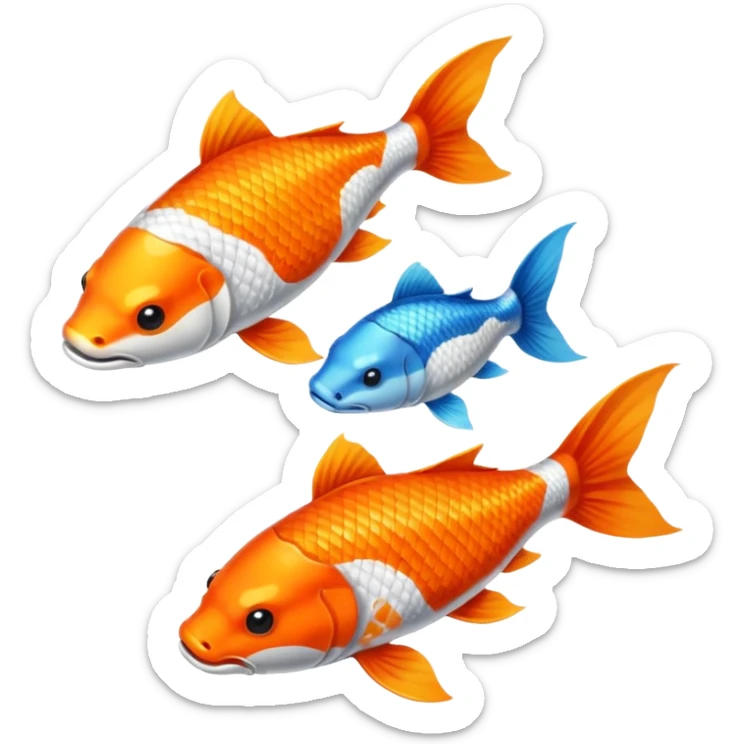 Creo dos pezes koi, como el Jim y el jam, una todo balcón y el otro todo de negro, de una perspectiva desde arriba. sticker