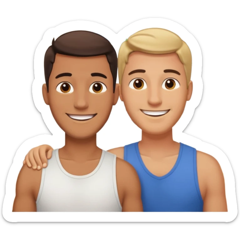 dos amigos hombres que comparten arquiler atras en una casa sticker