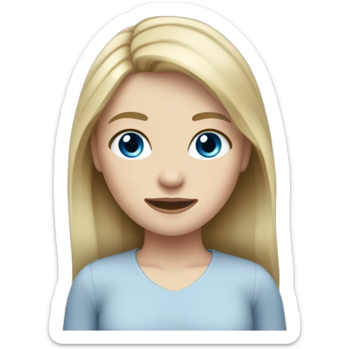 Girl with dirty blond shoulder length hair,blue eyes and pale skin sticker