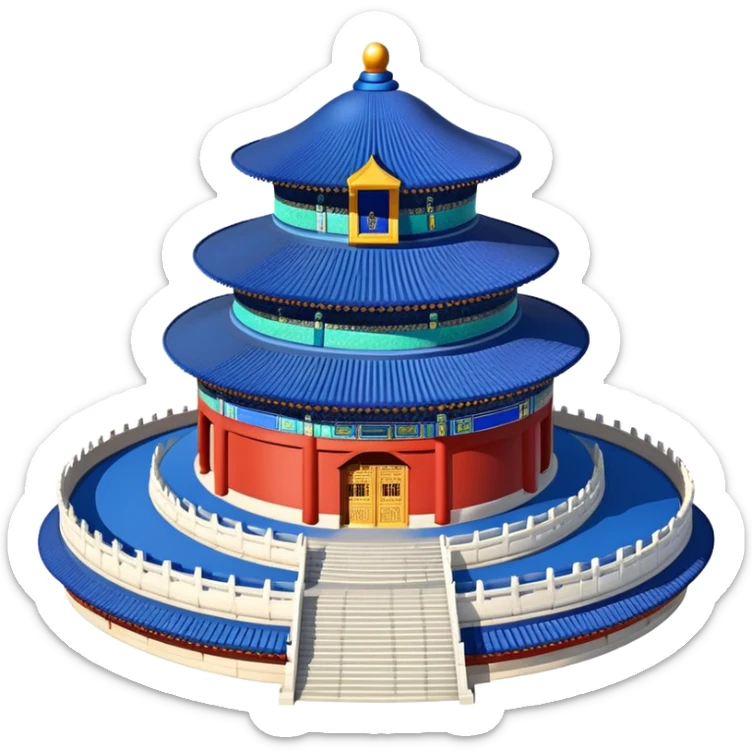 Temple of Heaven, round blue roof building, traditional Chinese architecture emoji sticker