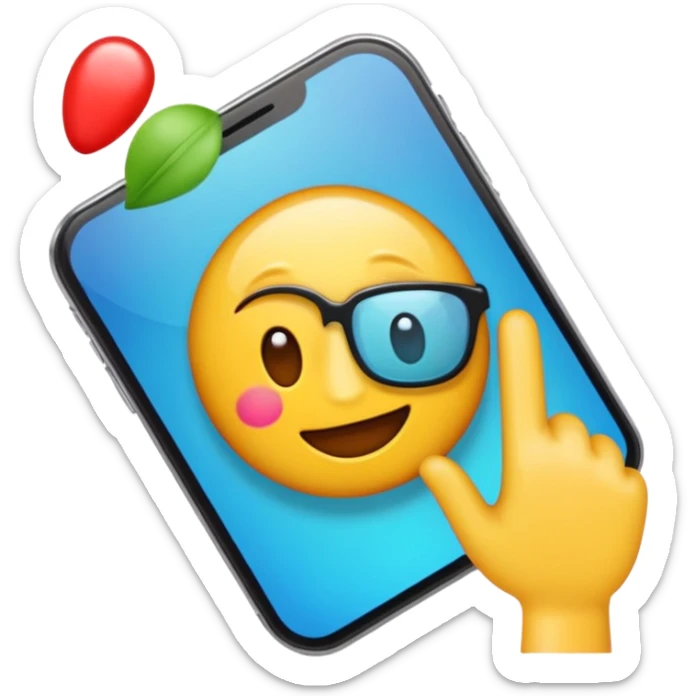 Crear un emoji en movimiento dándole Tac Tac a la pantalla de un teléfono con colores resaltante y vibrantes sticker