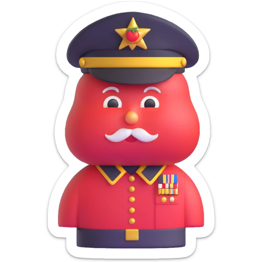 Tomato wearing Napoleon Bonaparte's bicorne hat and military officer uniform sticker