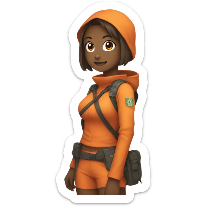 anime girl peanime female adventurer in orange clothes sticker