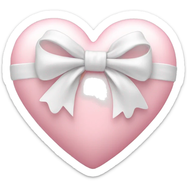 Pastel pink heart with white bow sticker