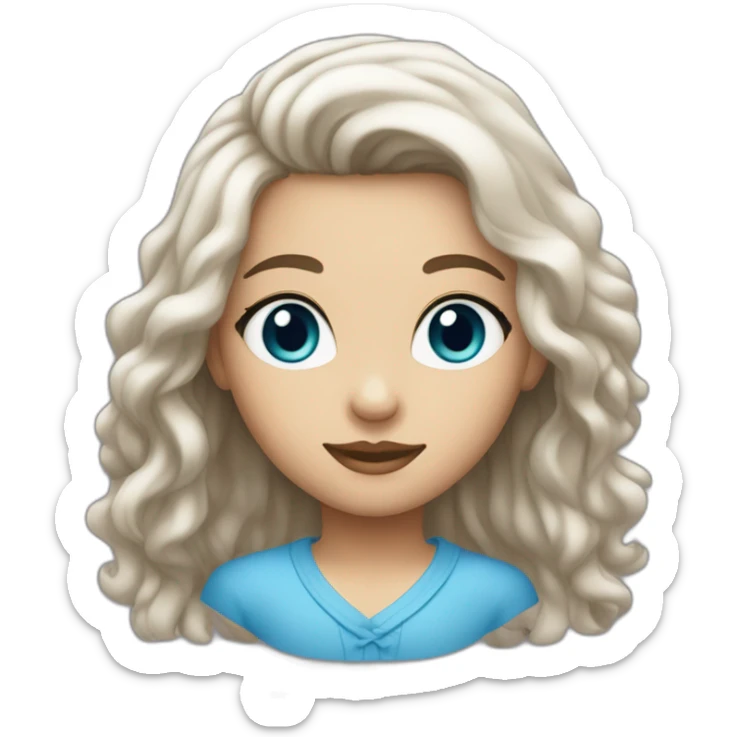 Une fille blanche au cheveux brun foncé au yeux bleu sticker