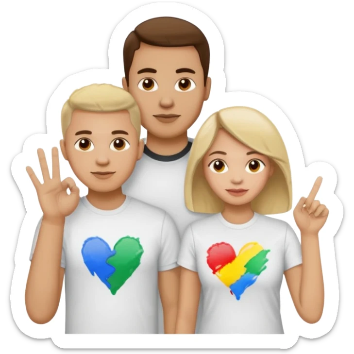 a couple the man has a shirt that says i love to finger paint and the womans shirt says am paint sticker