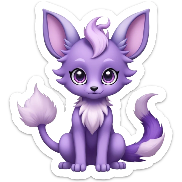 Kawaii dark fantasy ethereal anthro fursona Fakemon with tufted tail  sticker