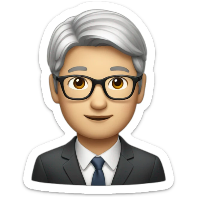 Tim cook with a brown hair Korean girl with eyeglasses sticker