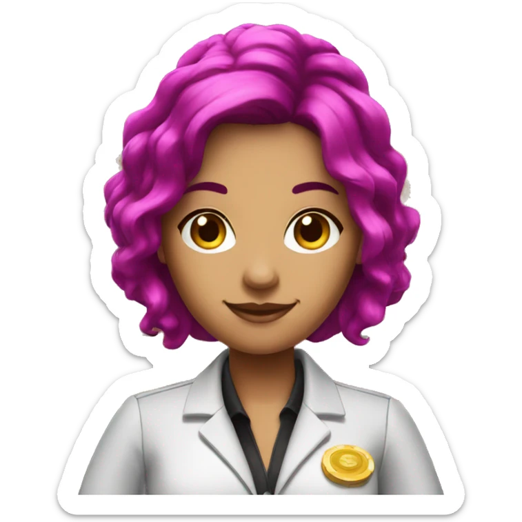 casino cashier with black and fuchsia hair sticker