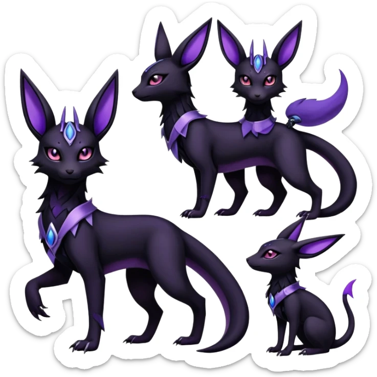 Shiny Dark Edgy Gothic Gloomy Futuristic Salandit-Umbreon-Espeon-Anubis-Hybrid (Full body) sticker