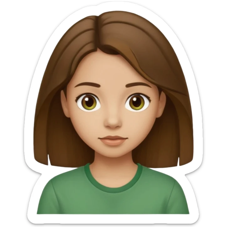 Make a zumba coach emoji, brown eyes, brown hair girl, green shirt withe "the roots" on it sticker