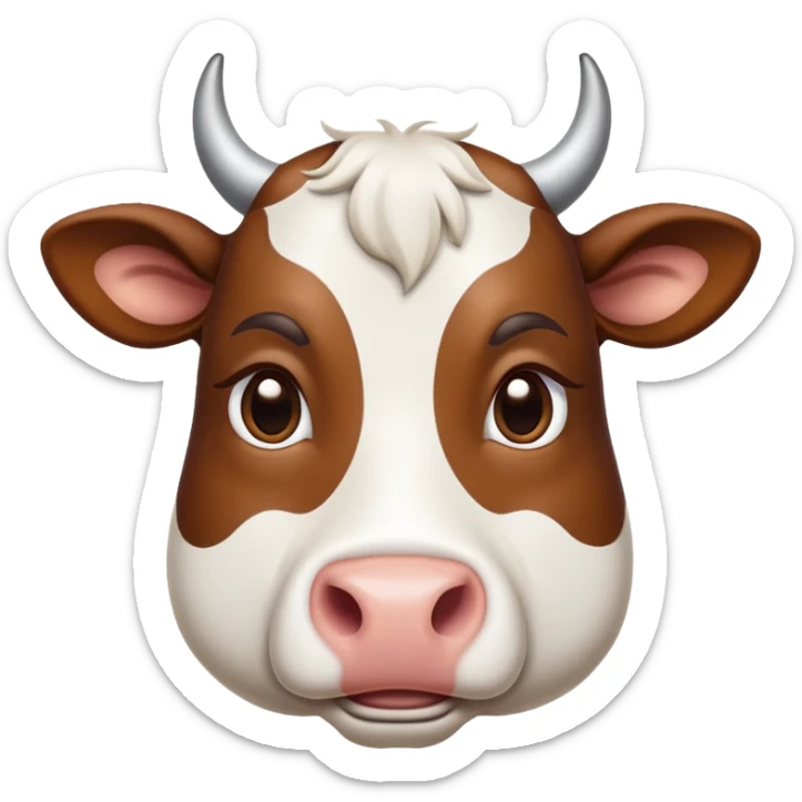 cinematic-noble-brown-and-white-cow-portrait-emoji,-poised-and-regal,-with-a-large,-sturdy-build-and-a-beautifully-patterned-hide-of-rich-brown-accented-by-crisp-white-patches,-deep-set-soulful-brown-eyes,-simplified-yet-sharp-and-sophisticated sticker