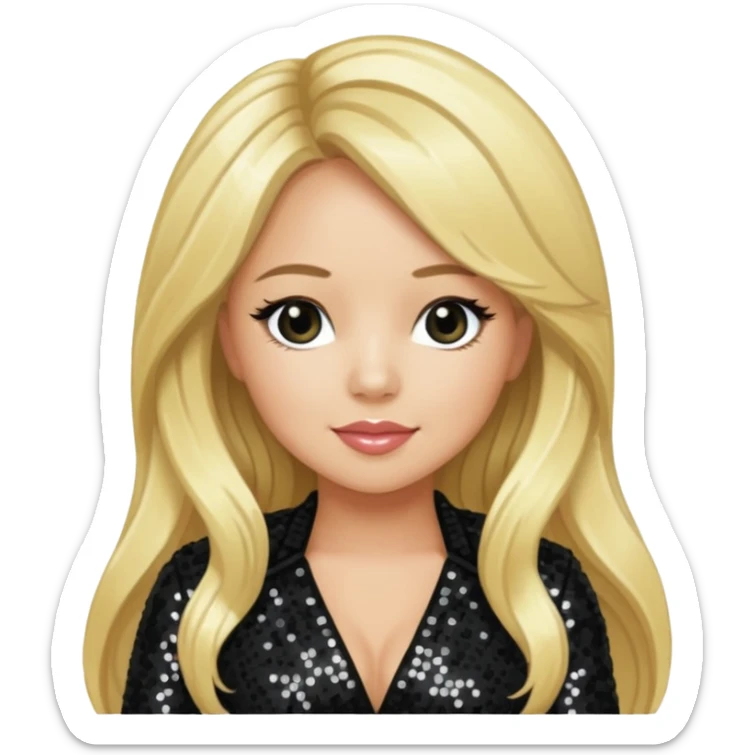 Sabrina Bryan from Cheetah Girls with long blonde hair, black sequin outfit sticker