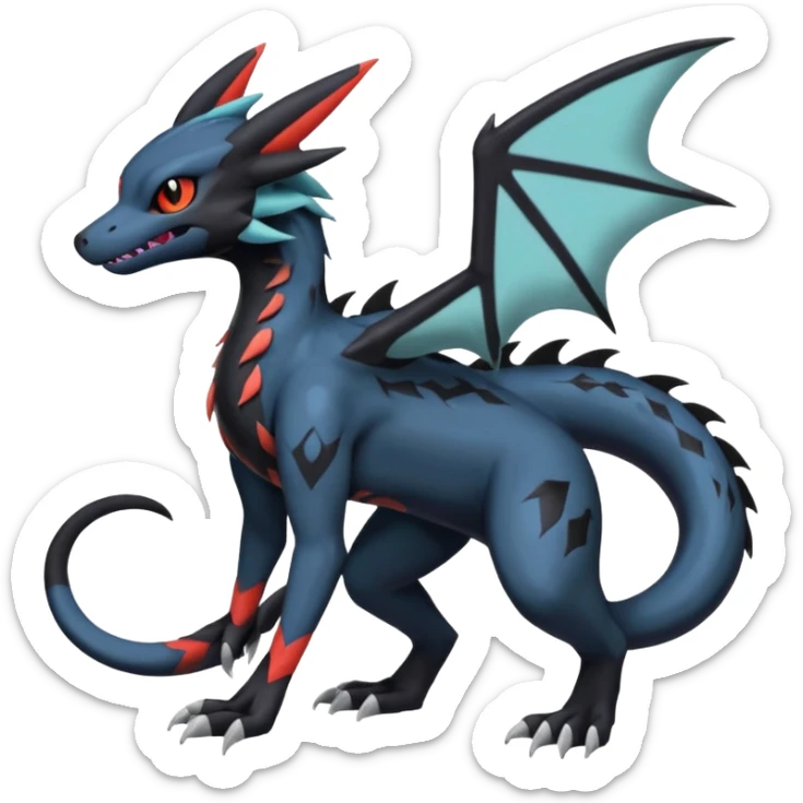 Spooky Nargacuga-Salandit-Umbreon-Noibat-Noivern-Silvally-Pokémon-Fakémon-fusion (full body) sticker