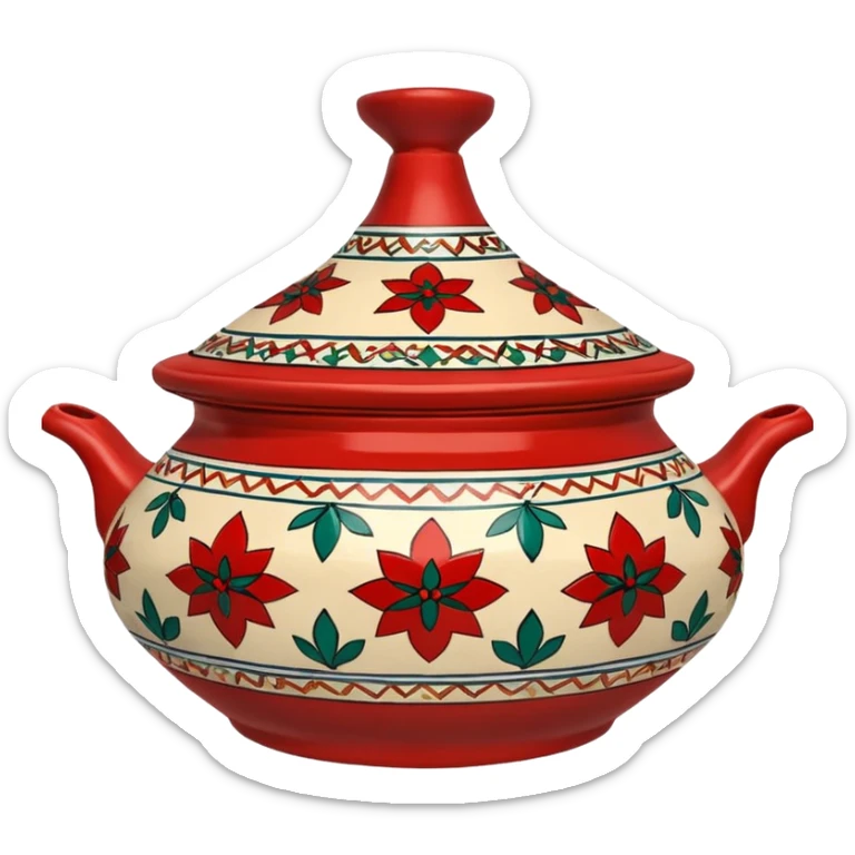 tajin marroqui, hecho de ceramica con motivos rojos arabes sticker
