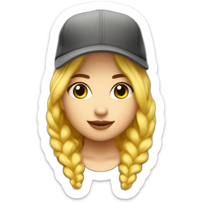 Femme avec des cheveux tressé blonds elle est mince et portons casquette jaune sticker
