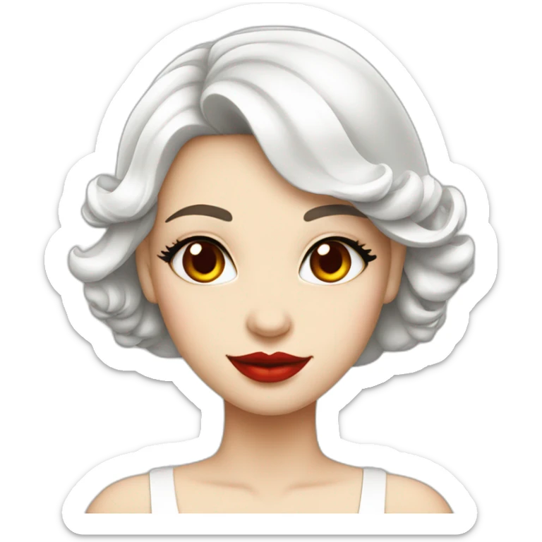 girl, red eyes, red lips, White hair, white-skin, cocktail dress sticker
