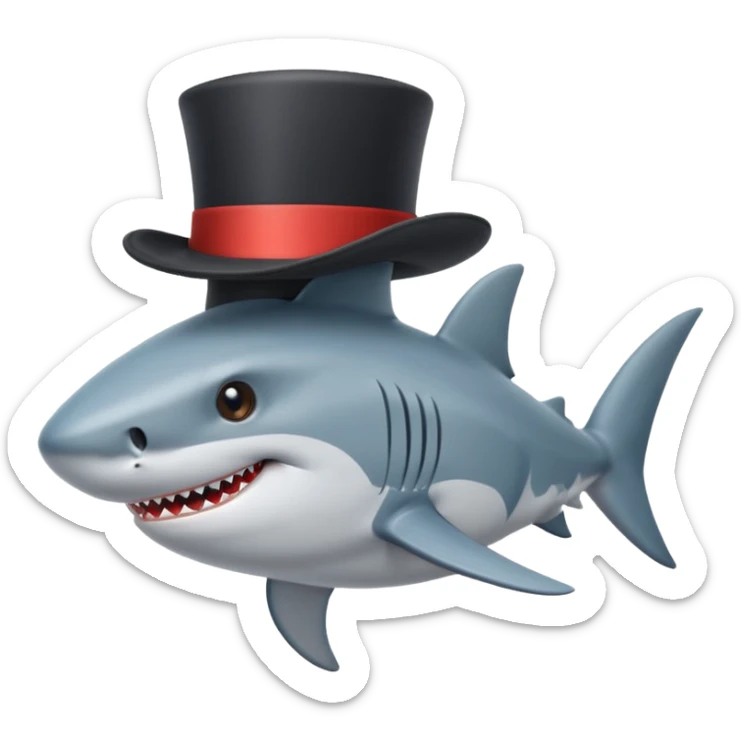 Shark with a top hat sticker