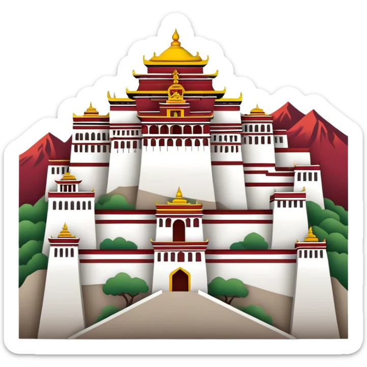 Tibetan Potala Palace Lhasa, simplified emoji style with bold outlines and red palace sticker
