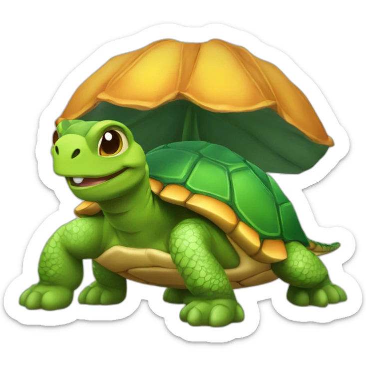 Ça sur une tortue qui est sur un dragon sticker
