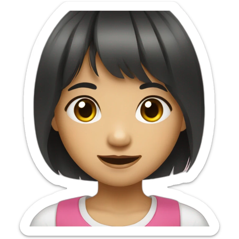 Filipino child girl young with short hair fringe slim lost on front tooth sticker