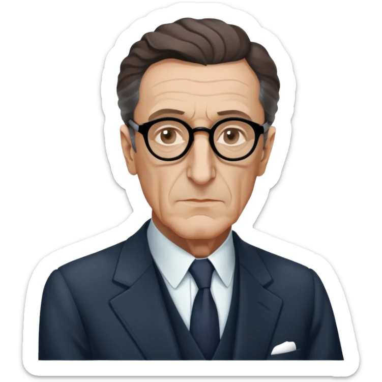 portrait of Maurice Merleau-Ponty, French philosopher, wearing glasses and suit, thoughtful expression sticker