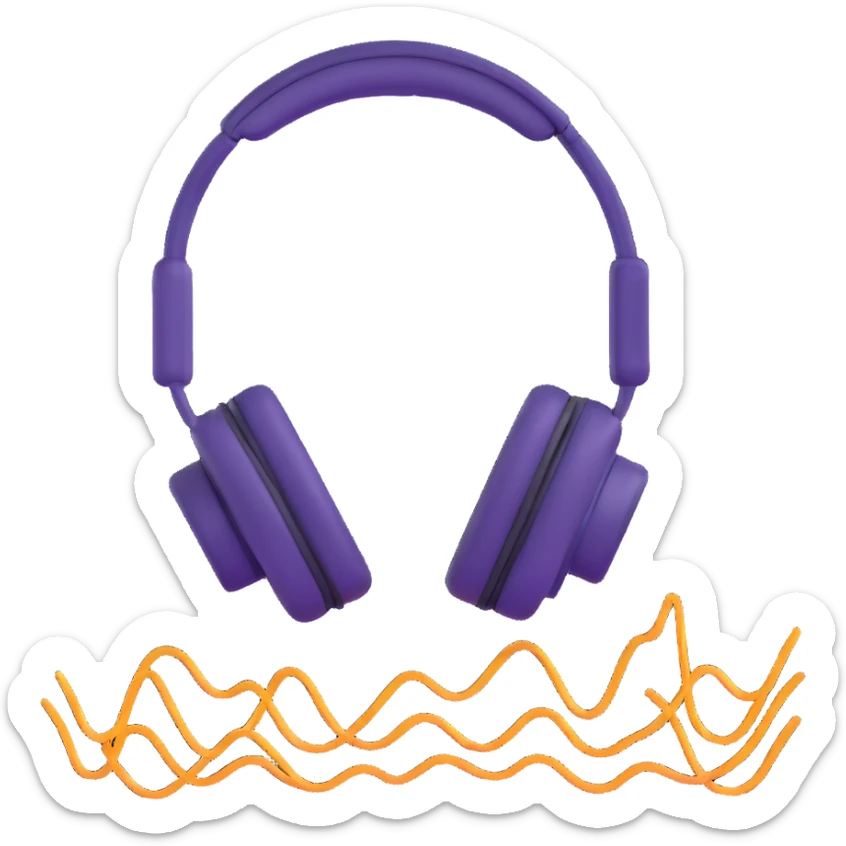 a living being made of sound waves listening to music with headphones sticker