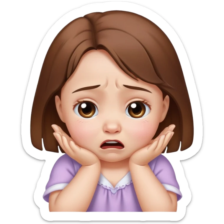 face baby girl crying with white skin & brown hair sticker
