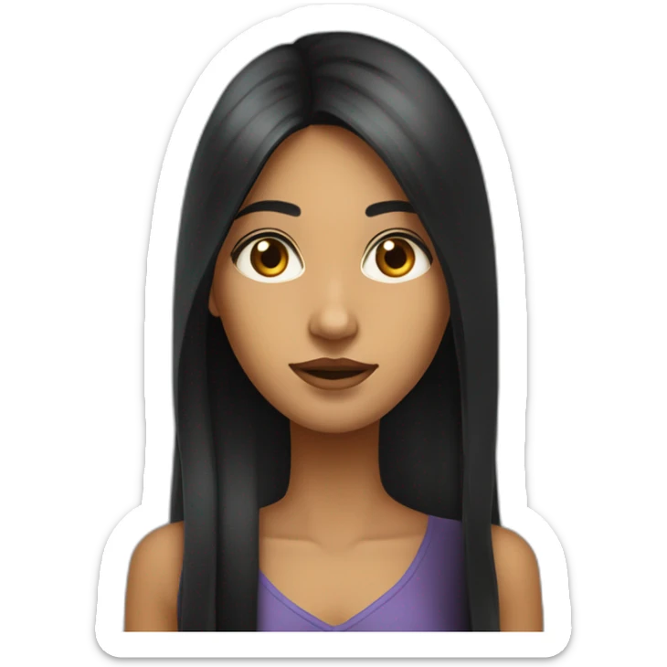 Indian-girl-with-long-hair-and-long-face.black-hair-and-eyes.long-nose.medium-size-mouth-and-big-but-long-eyes sticker