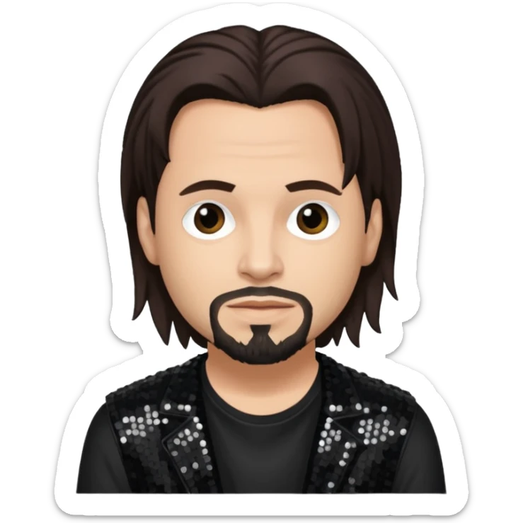 David Silveria from Korn with dark brown hair, light skin, black sequin outfit sticker