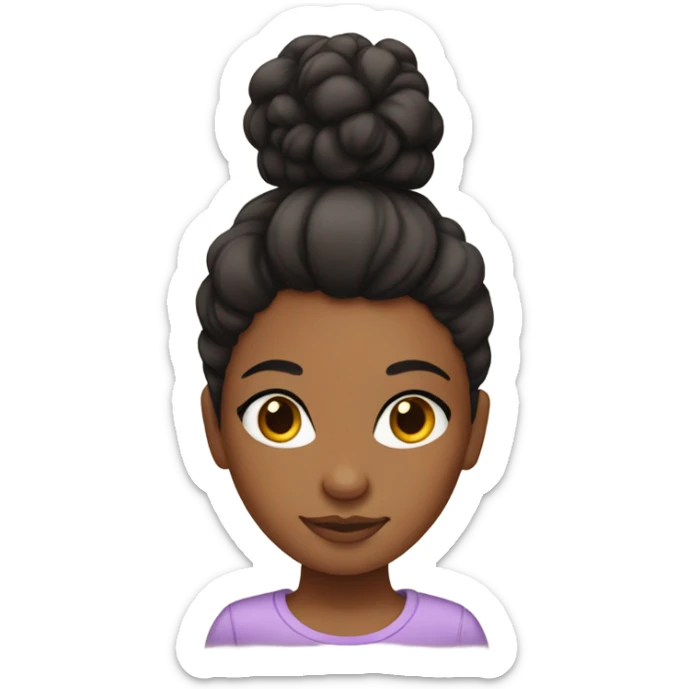 Brownskin girl with curly black hair in a bun sticker