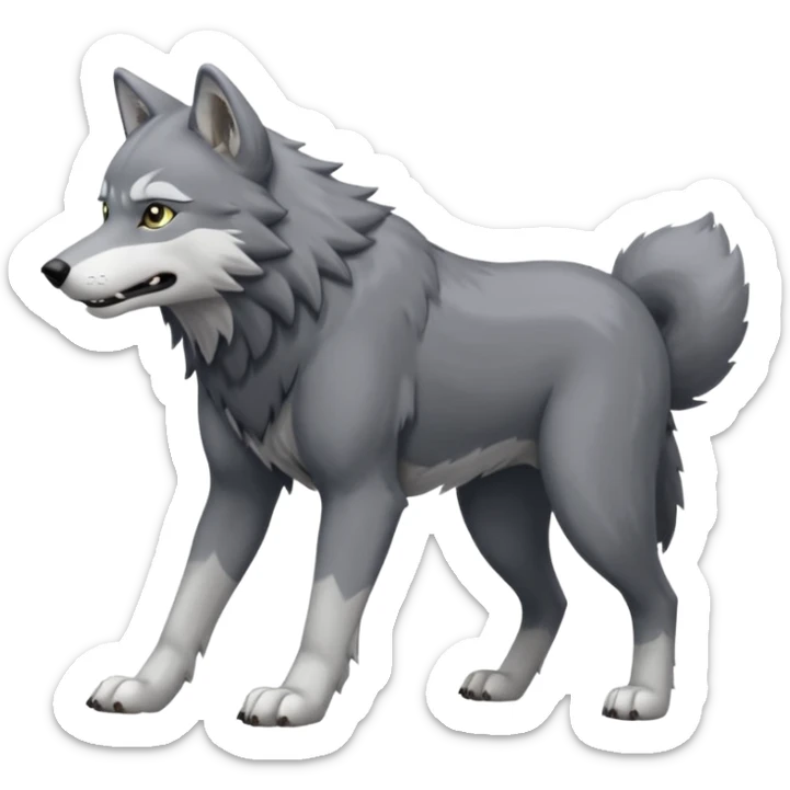 Toony Ginga Nagareboshi Gin/Silver Fang the wolf (full body) (feral) (4 legs) (canine) sticker