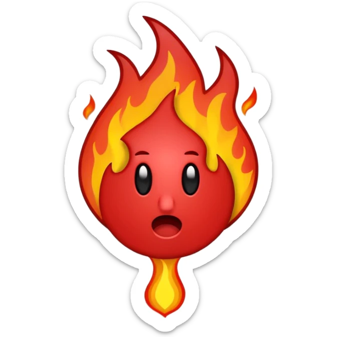 Minimalist emoji-style sticker of a bold exclamation mark surrounded by small flames or cracks. Black and dull red color palette, no outline.
 sticker