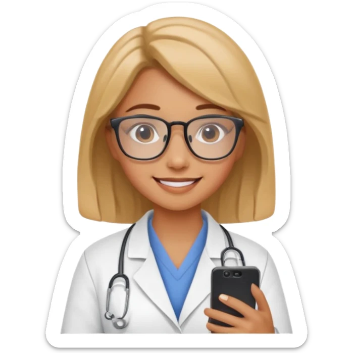 A cute veterinarian girl that watching a movie on her phone sticker
