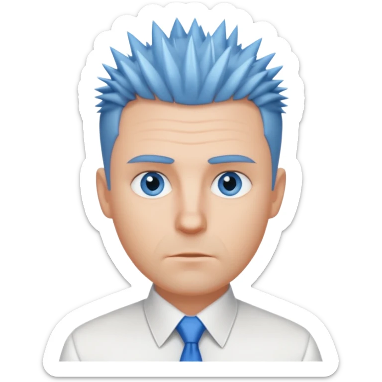 40 yr old white man short spike hair white dress shirt blue eyes no smile sticker